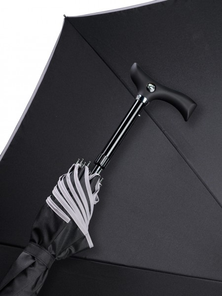 Regenschirm Stützschirm Stepbrella schwarz mit grauem Rand